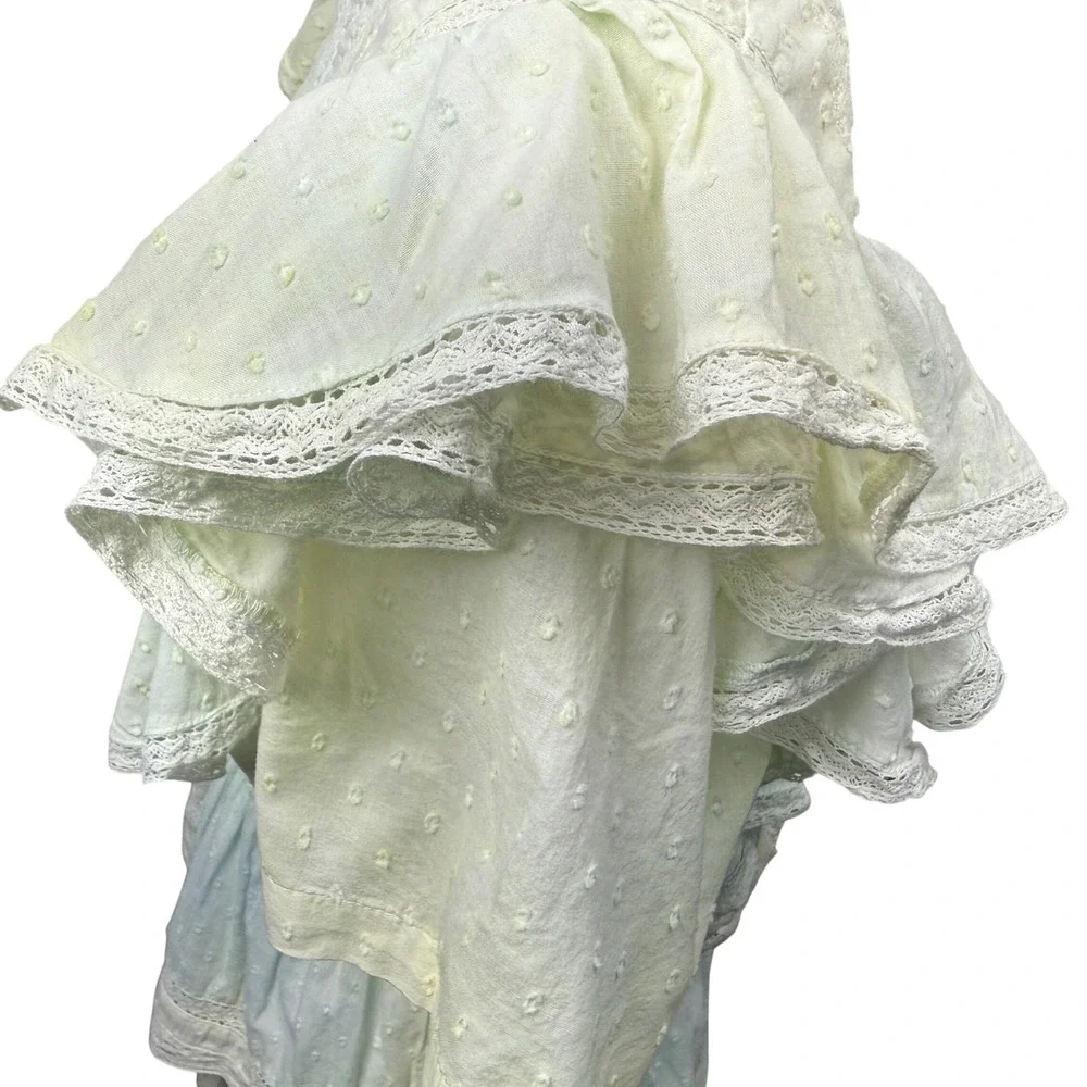 LOVESHACKFANCY‎ Natasha Mini Dress Size M Lily Pond Tiered Ruffle Tie Dye Dainty - Picture 9 of 14